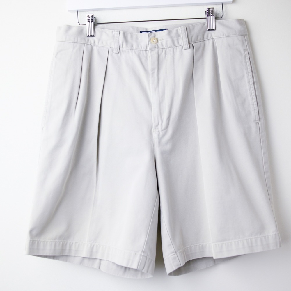 Polo Ralph Lauren Tyler Short Mens 33 Khaki Pleated Chino Cotton Casual Prep